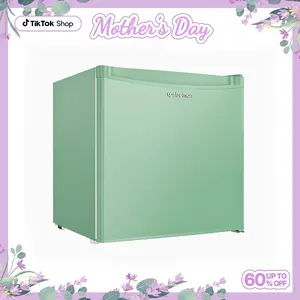 Upstreman mini fridges 1.7 Cu Ft with Freezer FR17 Adjustable Thermostat Energy Saving Low Noise Single Door Compact Refrigerator for Dorm Office Can Bedroom green fridge mini  brands Small pantry drink fridge skincare fridge Portable