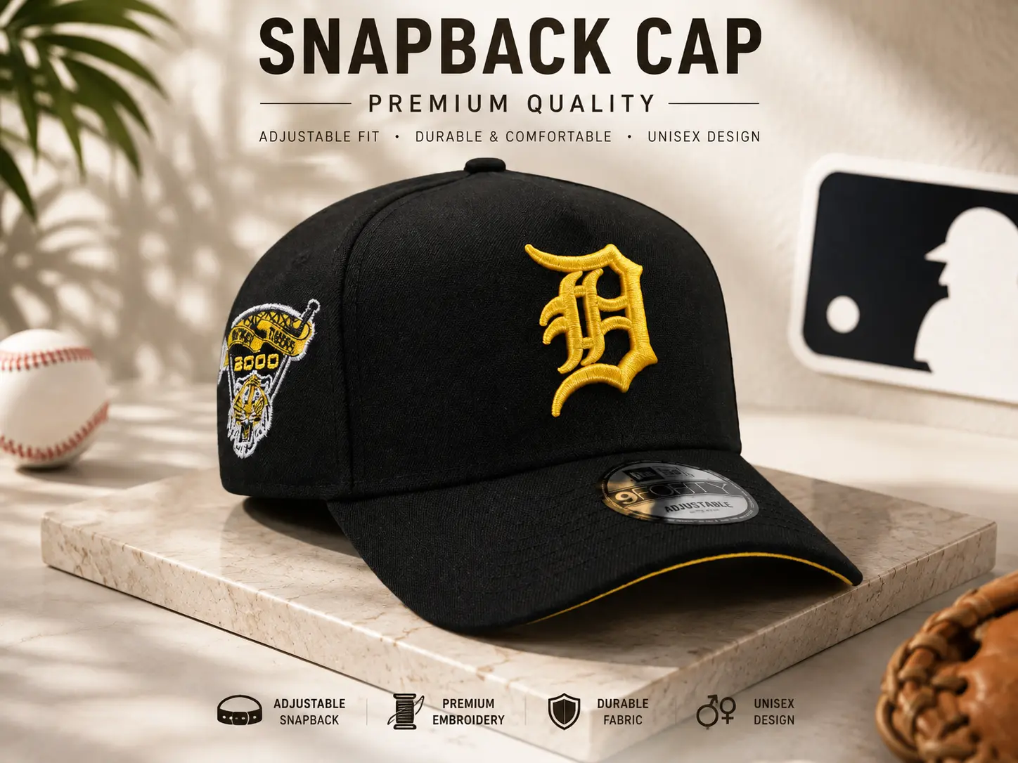 New Era MLB Baseball Cap – Boston Red Sox Detroit Tigers Style 9FORTY Adjustable Snapback Hat, Premium Embroidered Team Logo, Curved Brim Sports Cap for Men Women, Unisex Streetwear, Hip Hop Fashion, Urban Trend