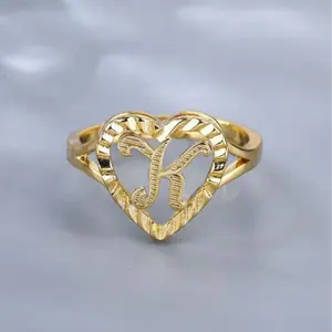 Letter K Ring, Heart Shaped Ring, A-Z Letter Ring Adjustable, Suitable as a Gift for Party and Travel