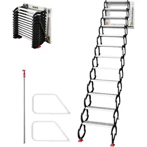 VEVOR Attic Ladder Foldable, 350 - pound Capacity, 22.5x 63, Multi - Purpose Aluminium Extension, Lightweight and Portable, Fits 9.5' - 12' Ceiling Heights, Convenient Access to Your Attic StandardVEVOR Super Brand Day