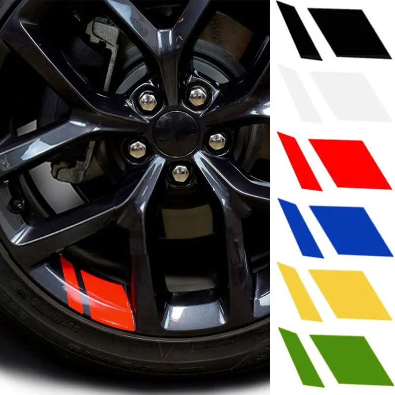 6Pcs Car Wheel Hub Reflective Sticker Auto Wheel Rim Decals Stripe Warning Stickers Automotive Tire Decorative Accessories