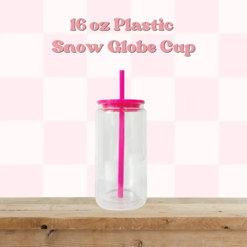 16 oz plastic snow globe cup Made-To-Order Drinkware Reusable