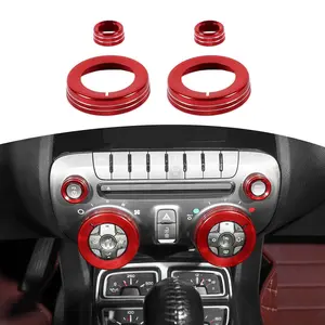 for Camaro AC Control Radio Knob Cover Trim Rings Red for Chevy Camaro 2010-2015 Red Interior Accessories 4pcs