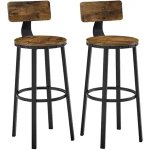 Bar Stools Set of 2, Bar Height Stools, 28.9 Inches Counter Barstools Chairs with Back for Dining Kitchen Island, Steel Frame, Industrial Style, Easy Assembly, Rustic Brown and Ink Black