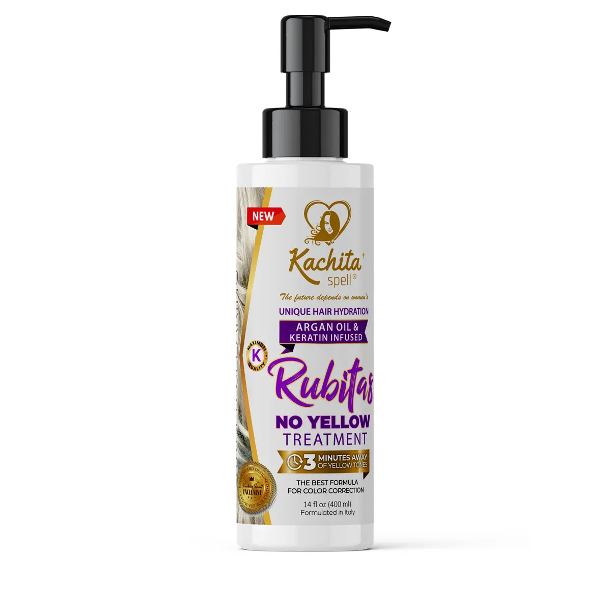 Kachita Spell Purple Toning Treatment Balance Yellow Toning Correcting 350ml Gel Shampoo Gel for Blonde Gray Hair, Sulfate-Free & Sodium-Free