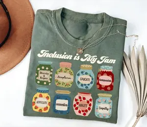 Vintage Oversized Graphic Tee, Inclusion Is My Jam Neurodiversity Teacher T-Shirt, Retro Diversity Advocate Top for Women, Trendy Inclusive Shirt, Apparel, Gift for Educators, Daily Outfit