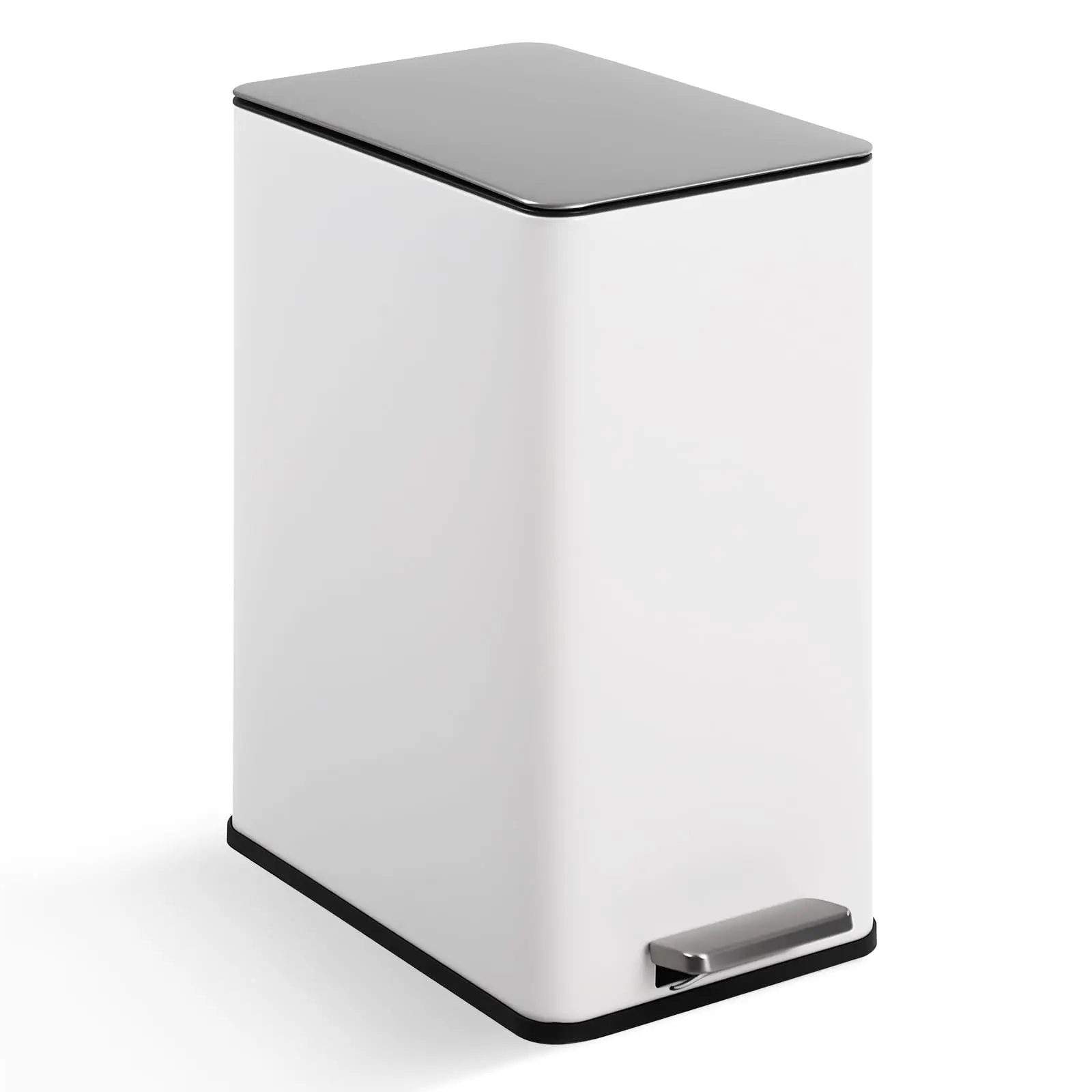 Garvee 4 Gal/15L Rectangular Stainless Steel Trash Can with Recycling Bin, Fingerprint-Resistant, Soft-Close Lid, Step-On Garbage Bin Featuring Removable Inner Buckets for Easy Waste Management