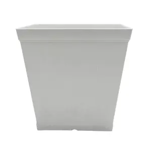 Classic Home and Garden Plastic Falmouth Square Plastic Planter Pot with Drainage Holes, Starlight White, 11in