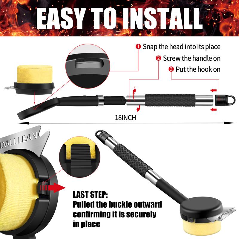 BBQ Grill Brush Bristle Free for Outdoor Grill, Grill Accessories with Sponge Replaceable Grill Brush Head, Steam Grate Cleaner,BBQ Cleaning Brush,Grill Brush Set, Bristle Free Grill Brush and Scraper Utensils