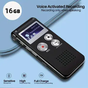 16GB Digital Voice Recorder - Rechargeable Lithium Polymer Battery, 4552 Hours High-Definition Audio Recording, Dual Microphone, Voice Activated with Playback, DSP Noise Cancellation, MP3 Player, A-B Repeat, Password Protection, TF Card Inc