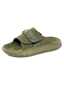 Men's Summer Military Suede Sandals, Casual Thick Sole Anti-Slip Soft Bottom, Breathable Indoor Outdoor Slippers
