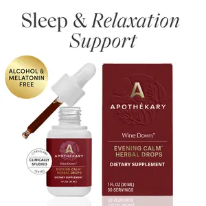 Apothékary Wine Down - Relaxation & Sleep Support Liquid Herbal Drops* | Antioxidant Rich, Alcohol-Free, Clinically-Tested, Certified Organic, Certified Gluten-Free, PETA Certified Vegan & Cruelty-Free, Third Party Tested, Plant-Based, Made in the USA