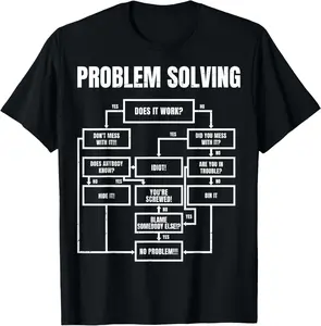 100% Cotton Men Problem Solving Chart - Flow Chart Geek Nerd Funny Gift T-Shirt