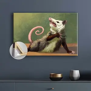 1pc Wooden Framed Canvas Print Poster Christmas Opossum Canvas Wall Art Artwork Very suitable for office corridor home living room decoration
