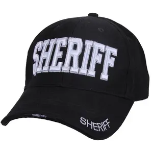 Black Deluxe Sheriff Adjustable Baseball Cap - Embroidered Law Enforcement Officer Hat