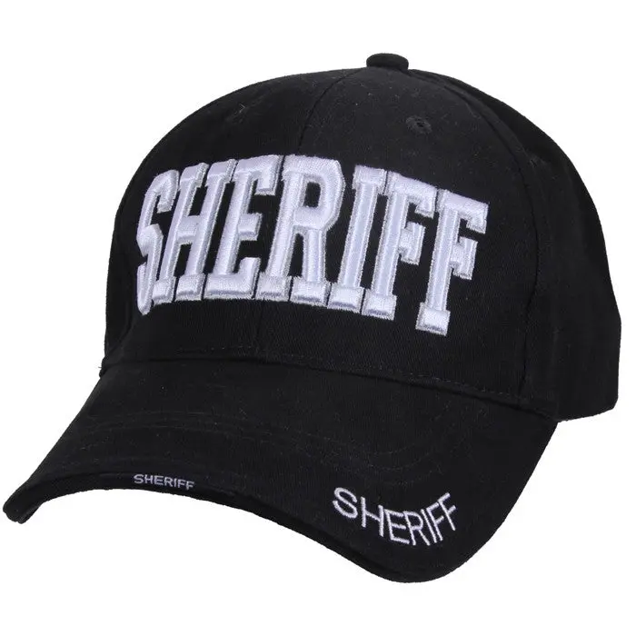 Black Deluxe Sheriff Cotton Twill Baseball Cap - Low Profile, Adjustable Fit, Embroidered Law Enforcement Officer Hat with Secure Closure, Embroidery