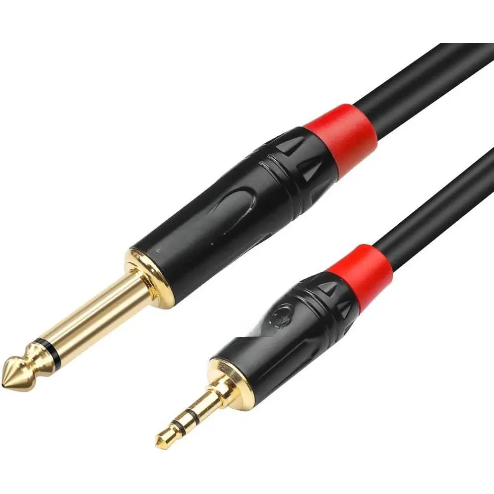 1/4 inch TS to 1/8 inch TRS , 1/4" TS Mono to 1/8 inch(3.5mm) TRS Stereo Interconnect Adapter ,Mono to Stereo Patch Cord- 3.3  /1 Meter