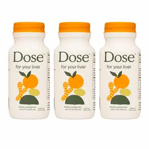 DOSE Liver Support Detox Liquid Supplement – 3 Pack (2 fl oz Bottles) – USDA Organic Milk Thistle, Turmeric, Dandelion & Ginger – Liver Cleanse Formula for Digestive Support & Daily Wellness – Orange Flavor (6 fl oz Total)