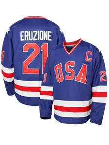 Men's Letter & Number Embroidery Hockey Jersey, Casual Quick Drying Breathable Long Sleeve Sports T-shirt for Outdoor Activities, Men's Sportswear for All Seasons