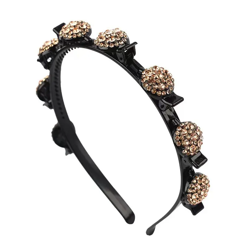 Happy Will Never Rhinestone Headband with Bow Design Sparkling Versatile Hairband Braided Hairpin for Bangs Fixed Artifact Cute Broken Hair Accessory in Rich Colors