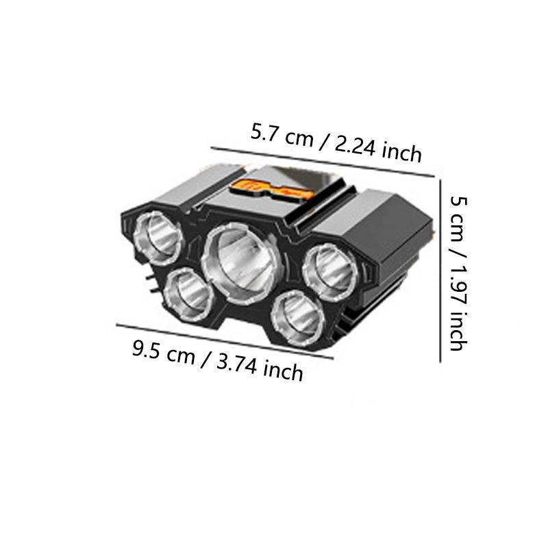 Buy one get one free, a total of 2, multifunctional 5-LED headlamp, head-worn flashlight, outdoor USB rechargeable fishing headlamp, high-brightness four-mode headlamp flashlight, for camping, work, maintenance, car repair, and renovation.