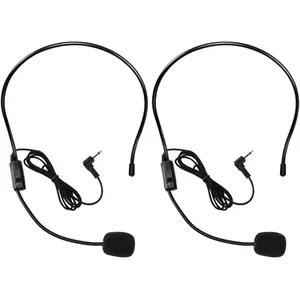 2 count Microphone Headset Mic, Flexible Wired Boom for Voice Amplifier, 3.5mm Connector Jack Headset Microphone for Singing, Speaking, Teachers, Coaches, Presentations, Seniors and