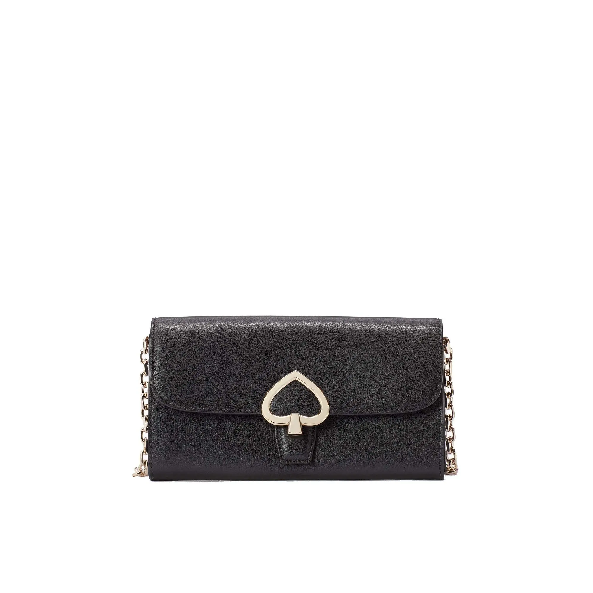 Women's KSNY Kate Spade Robyn Small Flap-Top Leather Crossbody Wallet - Black, Turnlock Closure, Slip Pockets, 12 CC Slots, Casual Style