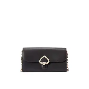 KSNY Kate Spade Robyn Small Flap Leather Crossbody Wallet in Black