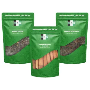 NPG Mulled Wine Spice Set Bundle: Clove, Whole Star Anise, Cinnamon Sticks (Pack of 3, 4 Oz each Pack), Great Flavor, For Fruit Tea Flavor Fruit