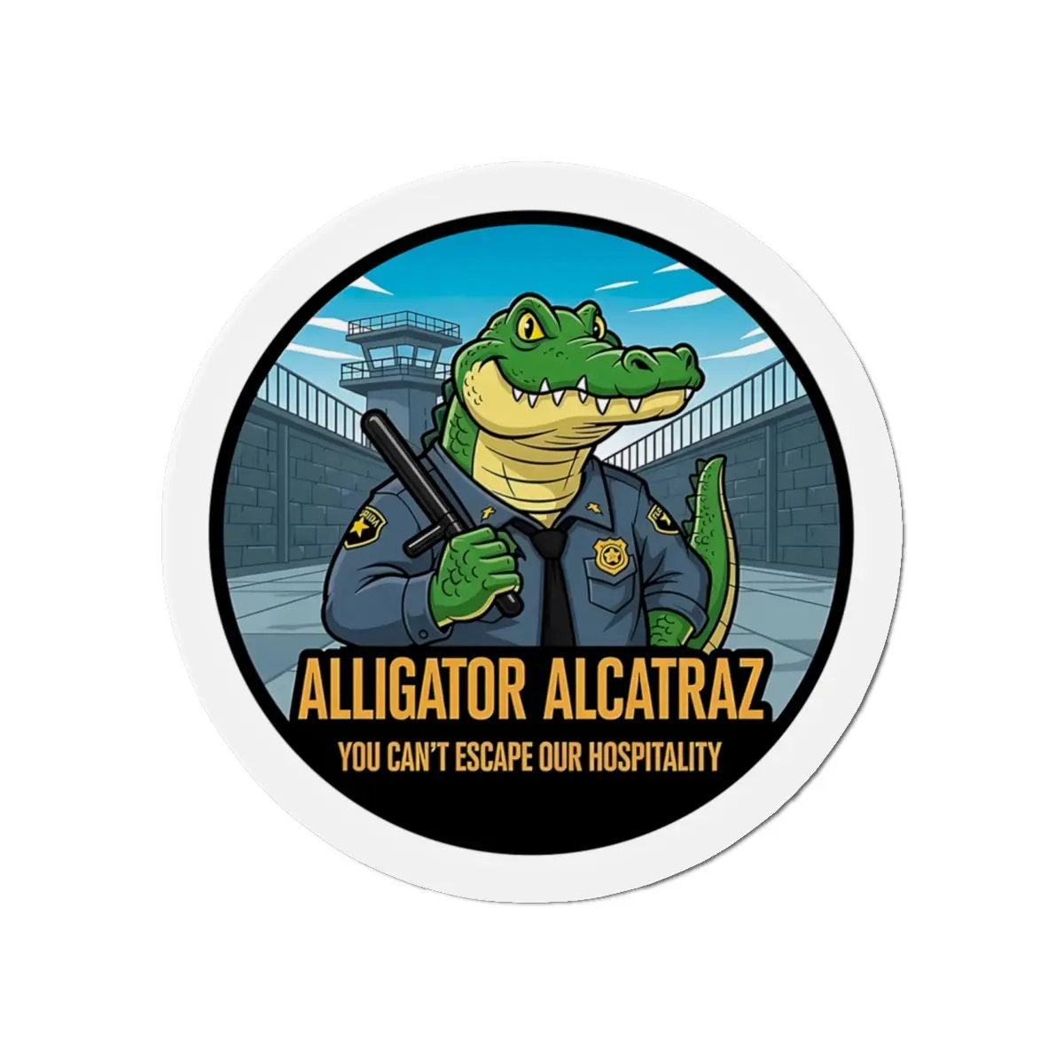 Alligator Alcatraz Vinyl Sticker, Florida Governor Conservative Political Humor Laptop Decal