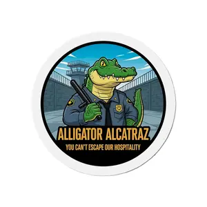 Alligator Alcatraz Vinyl Sticker, Florida Governor Conservative Political Humor Laptop Decal