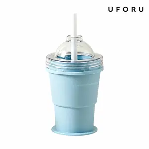 UFORU Ice Ball Maker Cup, Silicone Ice Sphere Mold and Drinking Cup, Easy Release Round Ice Ball Mold for Iced Coffee, Juice, Cocktails, Lemonade and Summer Drinks