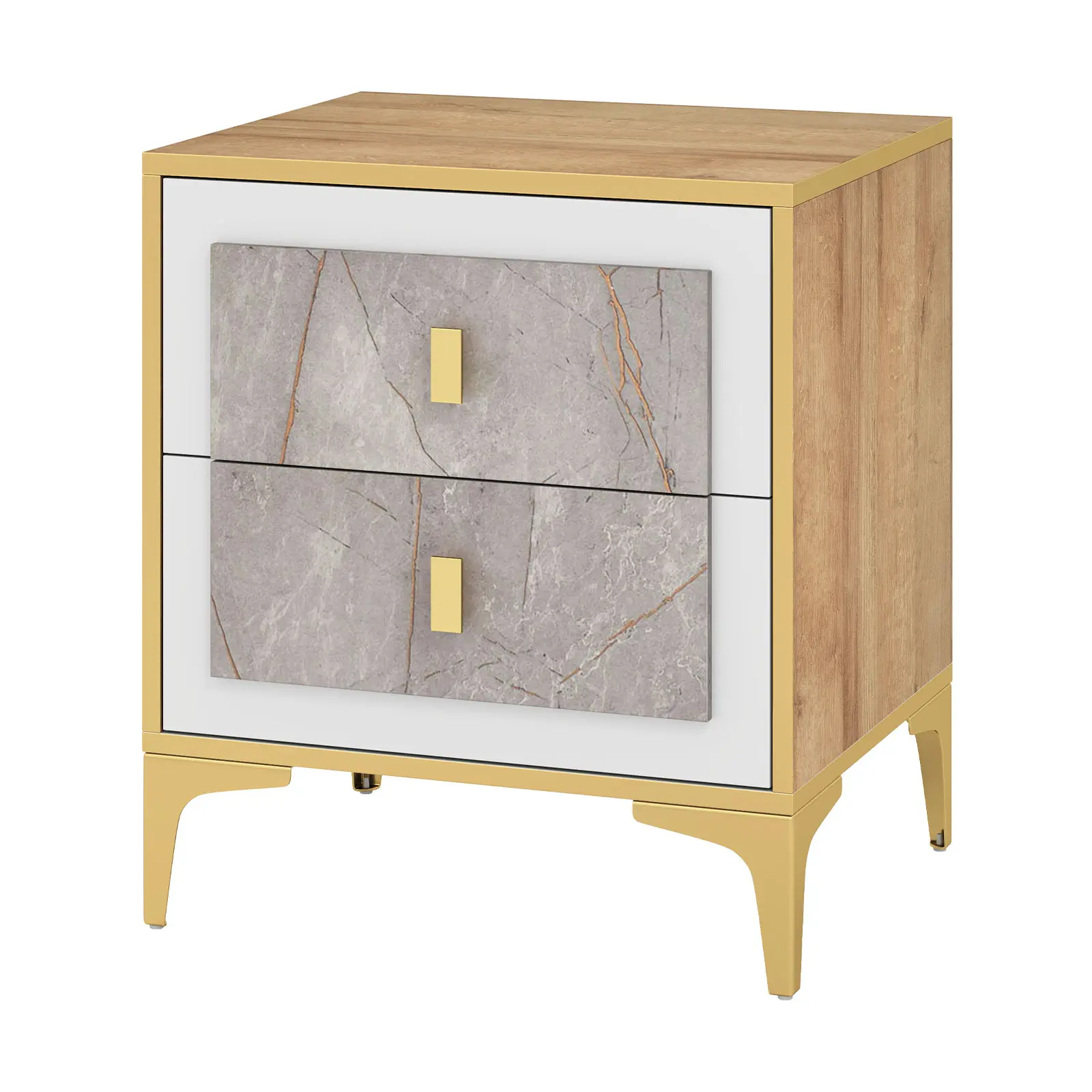 COSTWAY - Nightstand with 2 Pull-out Drawers for Living Room Bedroom