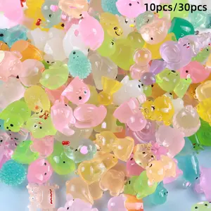 10/30 Pack Glow in the Dark Mini Resin Animals, Creative Cartoon Night Light, Includes Bunny Duck Panda Strawberry Bear Turtle, Perfect for Pot Decoration Garden & Aquarium