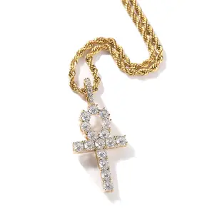 Men Women Hip Hop Cross Pendant Necklace with 3mm Rope Chain HipHop 5mm Cuban Necklace Fashion Jewelry 18/20/22/24 Inch