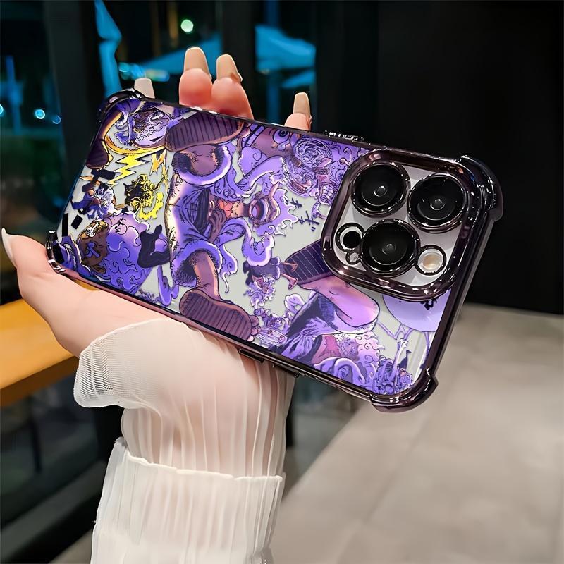 O-Ones P-s Anime L-Luffys Cartoon Cool Purple Glow Pattern Phone Case Suitable for iPhone 17,16,15,14,13,12,11,Pro,Max,Plus Phone Cover
