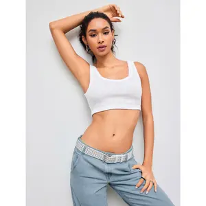 Cider [size 2-10] Two Way Scoop Neck Solid Crop Tank Top