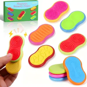 6-Piece Children Sensory Stress Relief Fidgeting Magnetic Toys Set, Soft Squishy Silicone Magnetic Sliders, Autism Anxiety Reliever, Office Desk Travel Classroom Gift