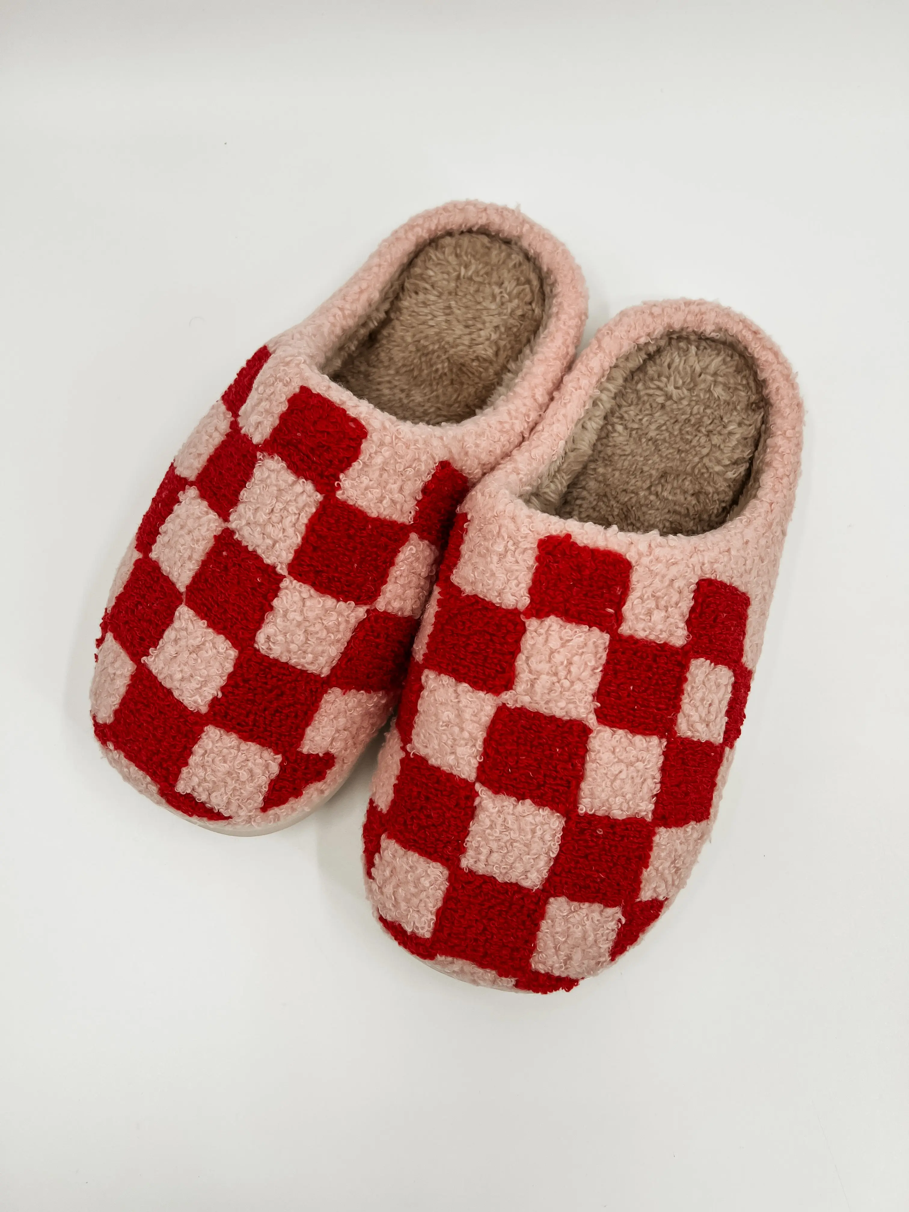 Pink Checkered Slippers