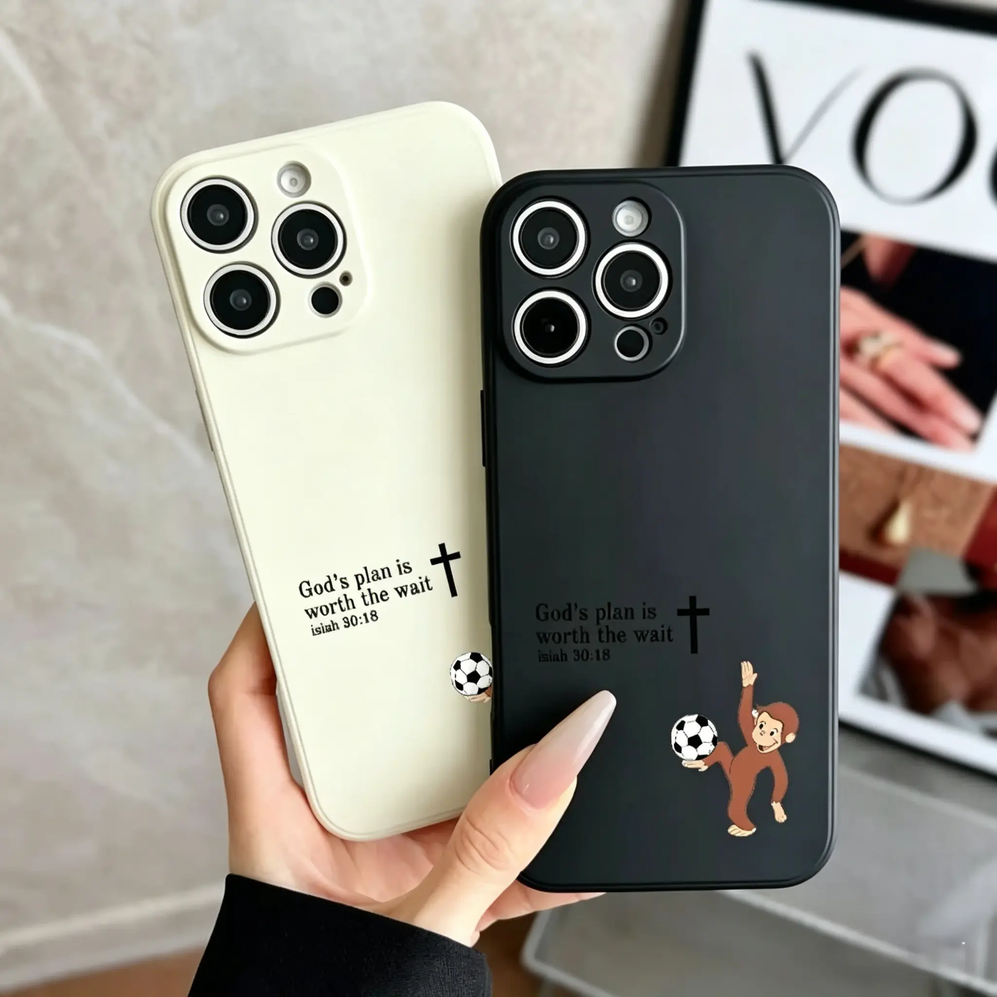 Case for iPhone 17 16 Pro Max 15 Plus 14 13 12 11 XS XR Curious George Soccer Faith Anti-Slip Shockproof Durable TPU Silicone Rugged Phone Cover