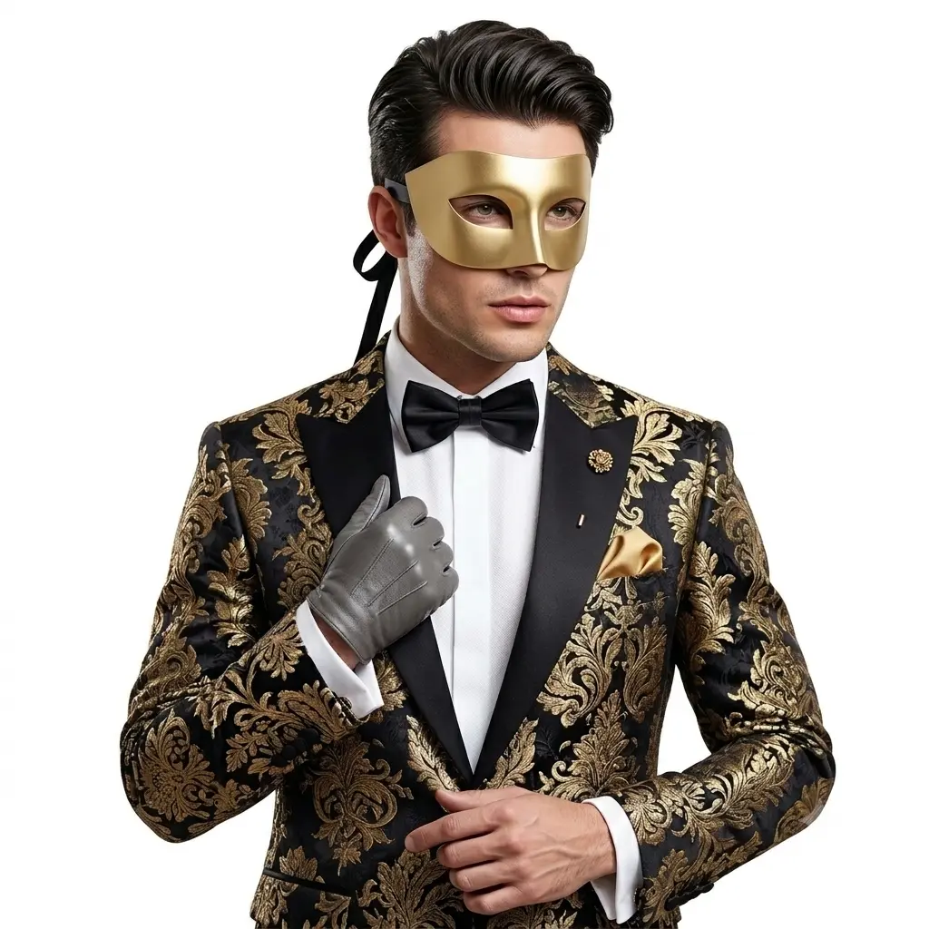 Men Costume Mask Masquerade Party Eye Masks For Halloween , Mardi Gras - Gold
