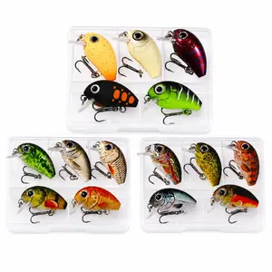 5Pcs Mini Crankbait Fishing Lure Set with Portable Storage Box, Realistic Hard Bait Lures with 3D Eyes & Sharp Treble Hooks for Bass Trout Freshwater Fishing, Fishing Lures Kit, Bass Fishing Gear