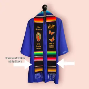 Class of 2025 Mexican Sarape Graduation Stole with Embroidery Personalization Available for Fall Ceremonies