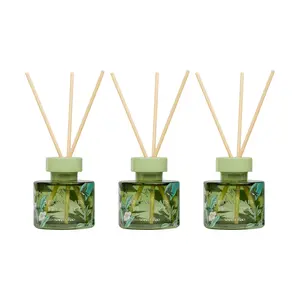 SONG CHAO 3-Pack "Realm of Blossoms" Reed Diffuser Set - Spring Rain Green Tea Scent - Long-Lasting Home Fragrance