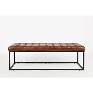Global Archive 55" Genuine Distressed Leather Ottoman Bench