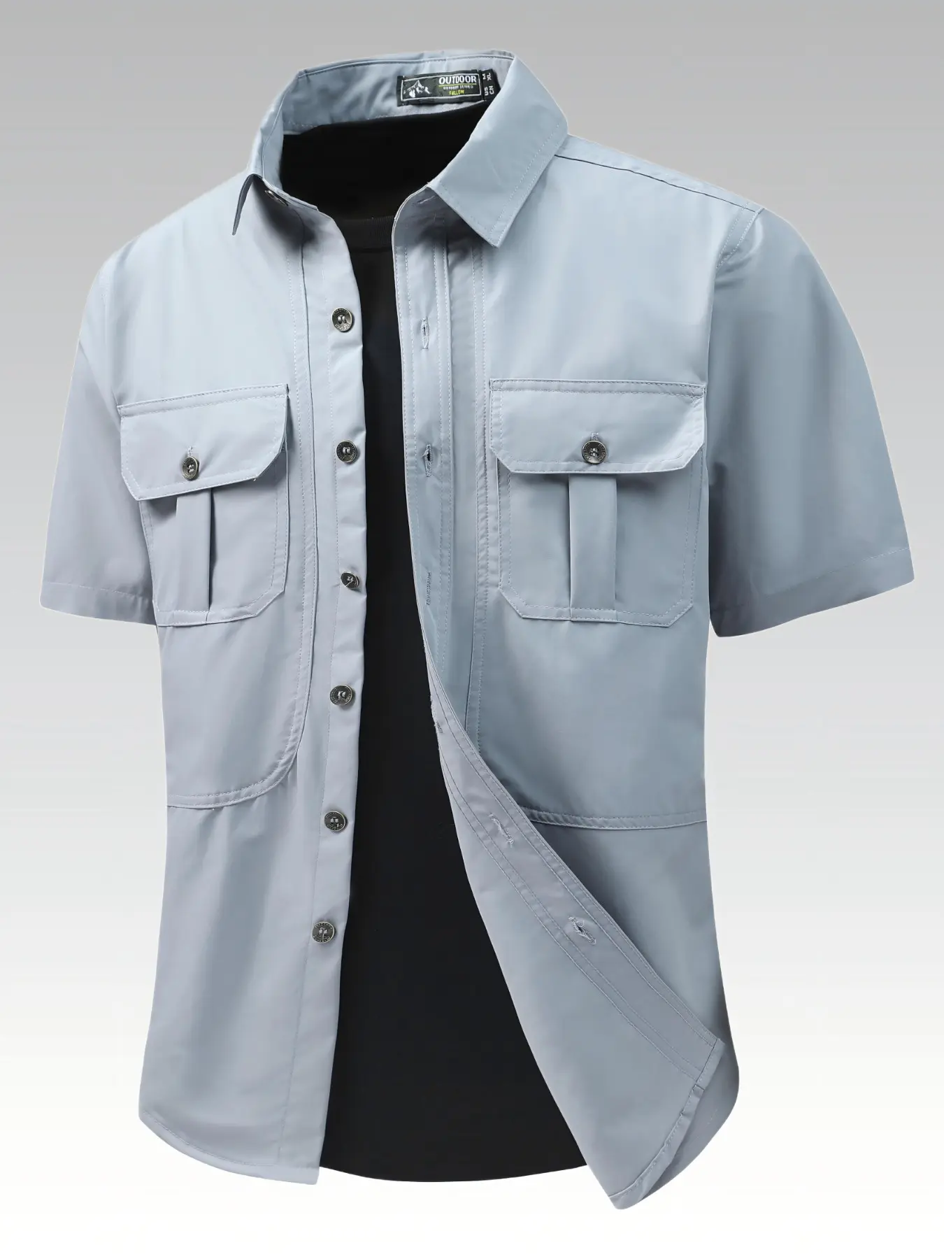Men's Lightweight Quick-Dry Short Sleeve Shirt Top Pockets, Casual Summer Outdoor Clothing, Multiple Colors Available, Loose Fit Plain Blouse