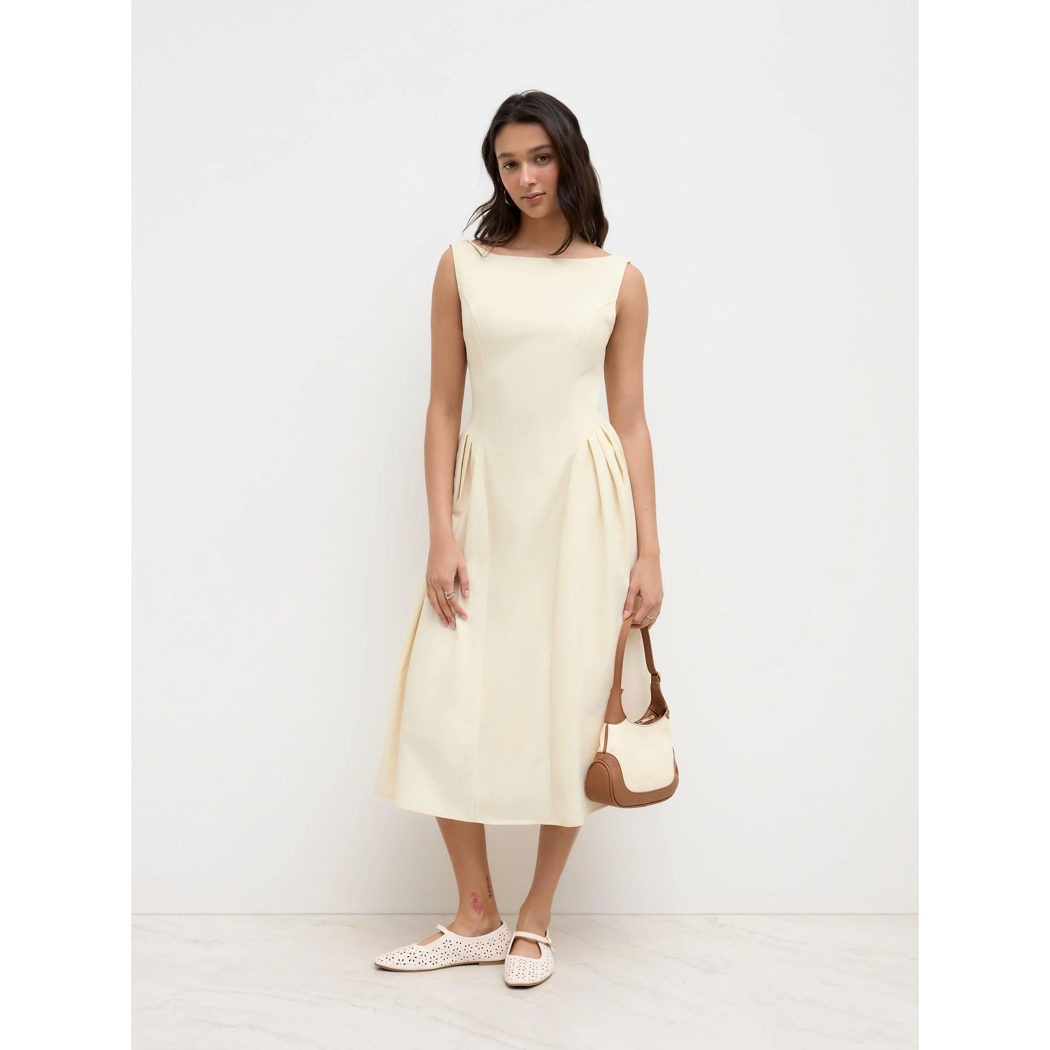 boden linen midi dress Boden Women's Ava Linen Blend Midi Dress in Blue