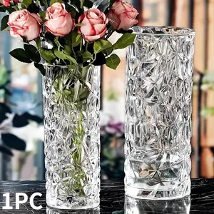 Crystal Glass Vase, Decorative Elegant Home Decor Flower Holder, Modern Living Room Interior Design, Perfect for Fresh Floral Flowers Arrangements, Dining Table Centerpiece