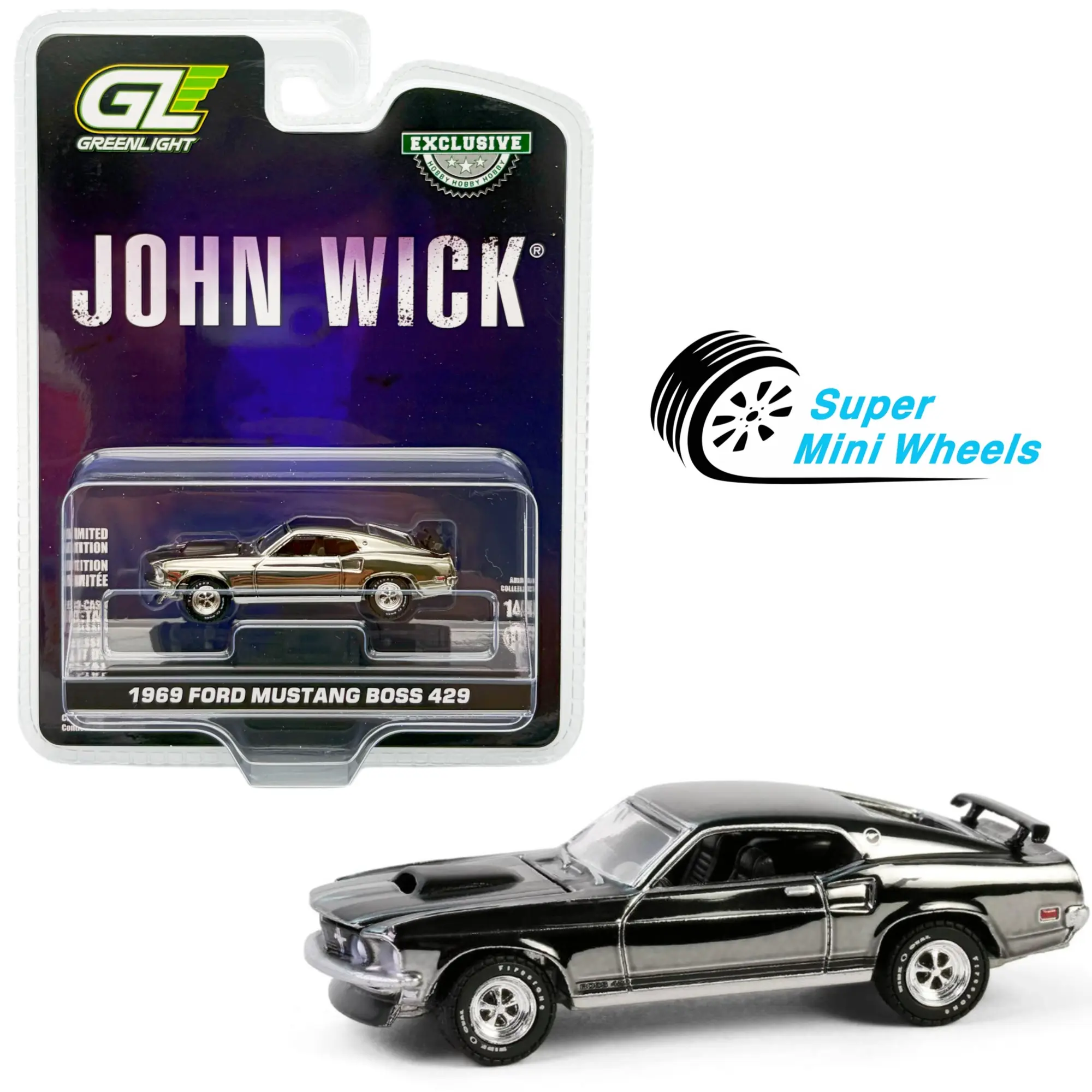 Greenlight 1:64 John Wick 1969 Ford Mustang Boss 429 CHROME