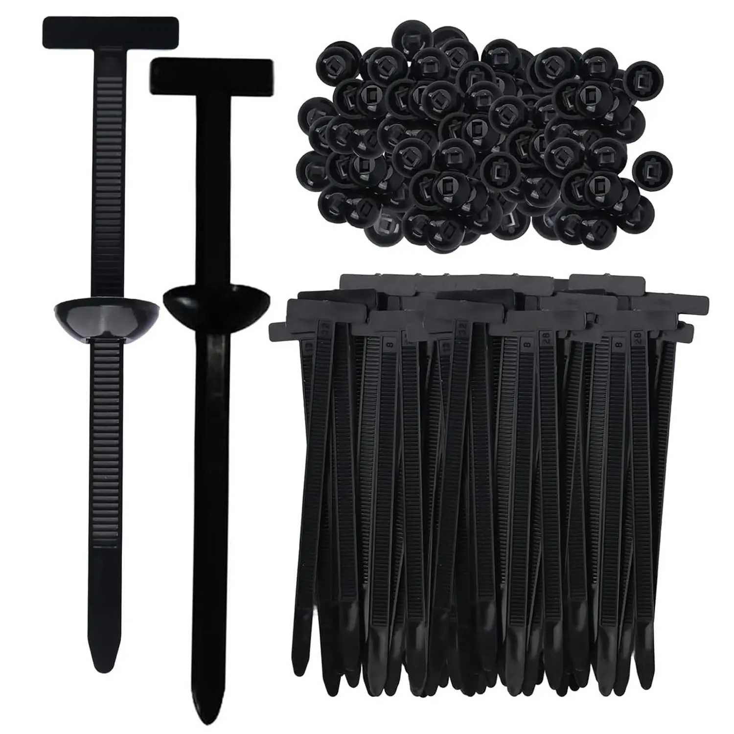 100/50Pcs Nylon Universal Cable tie Buckle for Car Repairs, Universal Cable Tie Buckles, Automotive Trim Clips - Heavy Duty Black Plastic Rivets, Bumper & Fender Retainer Clips for Auto Body Parts Automotive Accessories, Car Clip Kit
